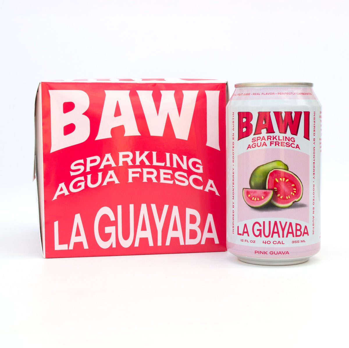 Bawi Guava Sparkling can on table for a refreshing low-sugar experience.