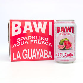 Bawi Guava Sparkling can on table for a refreshing low-sugar experience.