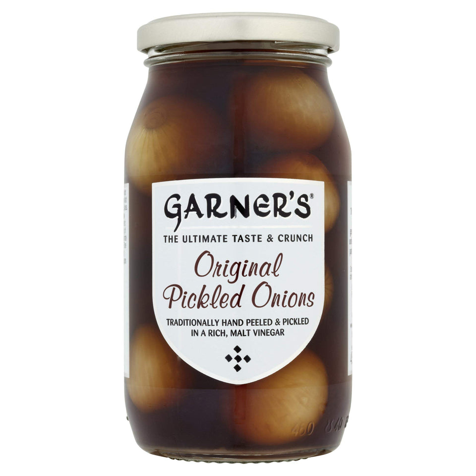 Baxters Garner's Pickled Onions pack shot showing the jar and label for quick dining ideas