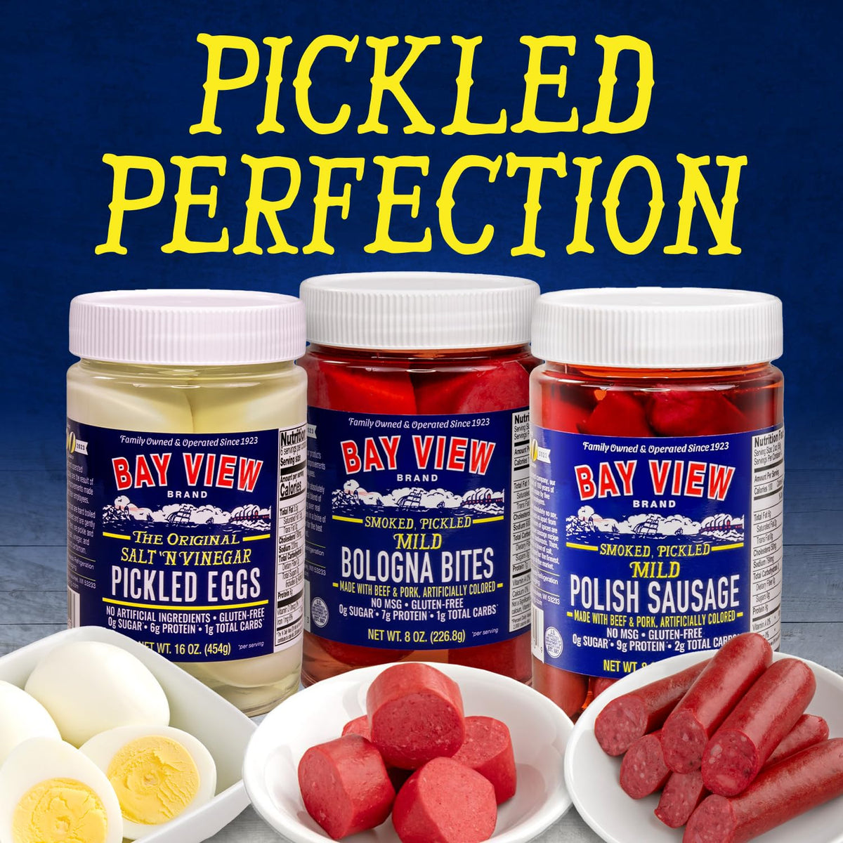 Bay View Brand ingredients label, clean beef and pork.