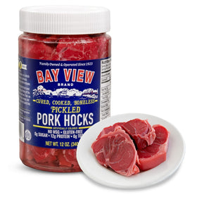 Bay View Brand pork hocks pack shot, ready for savory appetizers.
