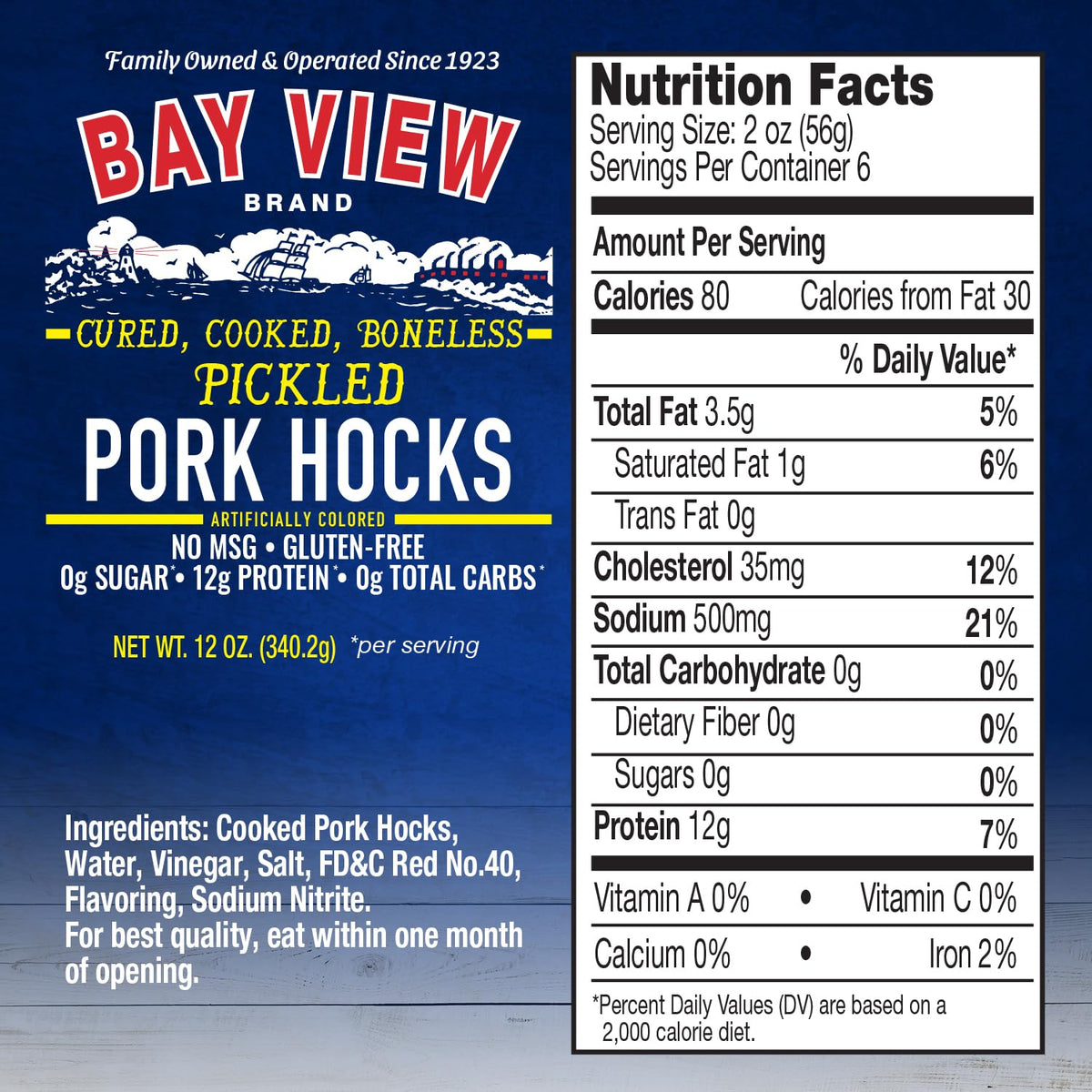 Bay View Brand pork hocks slices, ideal for sandwiches or salads.