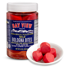 Bay View Brand smoked pickled Polish sausage packaging, clean ingredients.