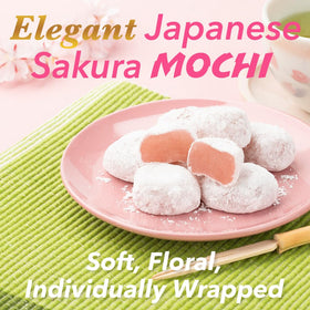 Bayu Store Sakura Mochi's individually wrapped pieces stay fresh for on-the-go snacking.