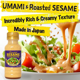Bayu Store sesame dressing on a salad bowl, versatile flavor.