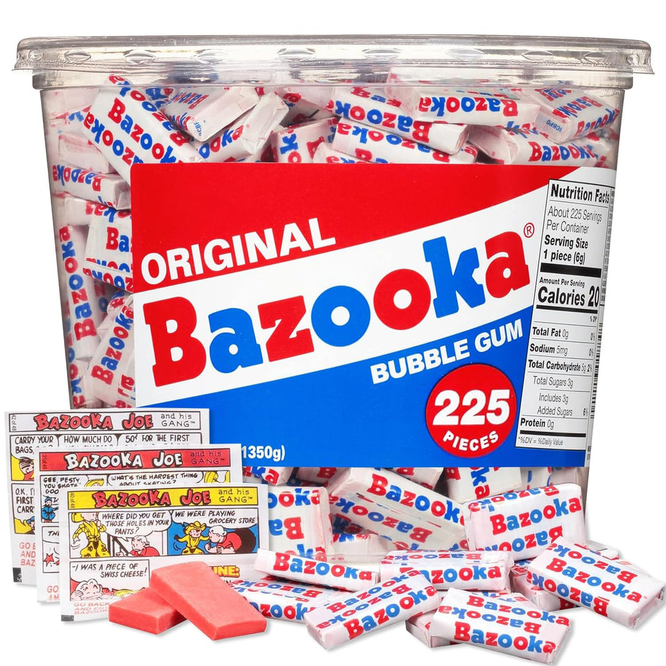 Bazooka Bubble Gum Bulk tub with 225 pieces for party favors and events