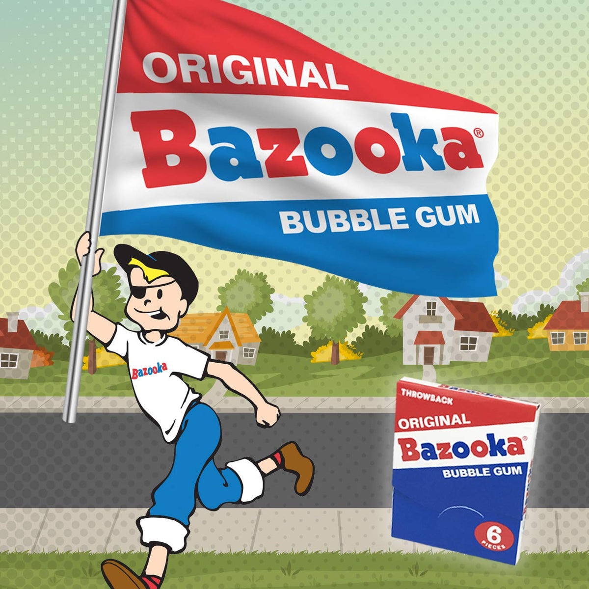 Bulk display image of Bazooka 12-count packs for party or concession use.
