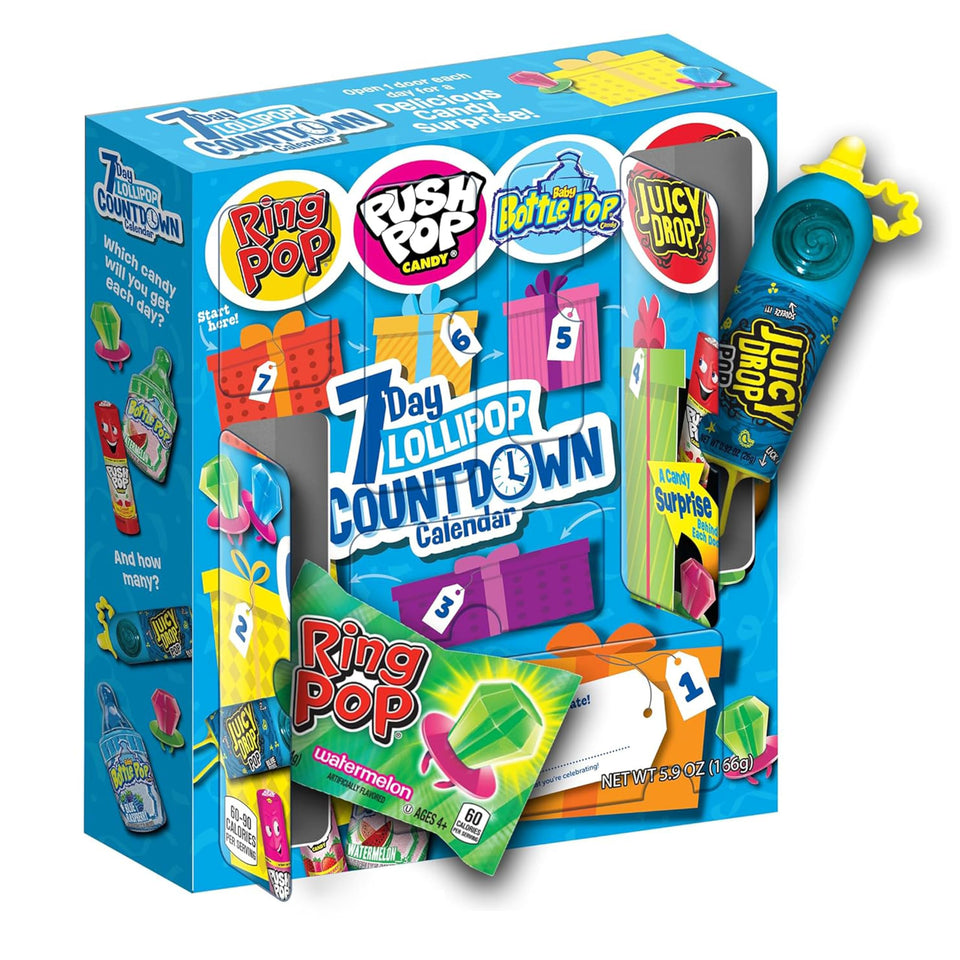 Bazooka Countdown Calendar front box for gifting and year-round celebrations