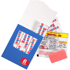 Close-up of Bazooka Joe comic wrapper on the Bazooka gum package for nostalgia.