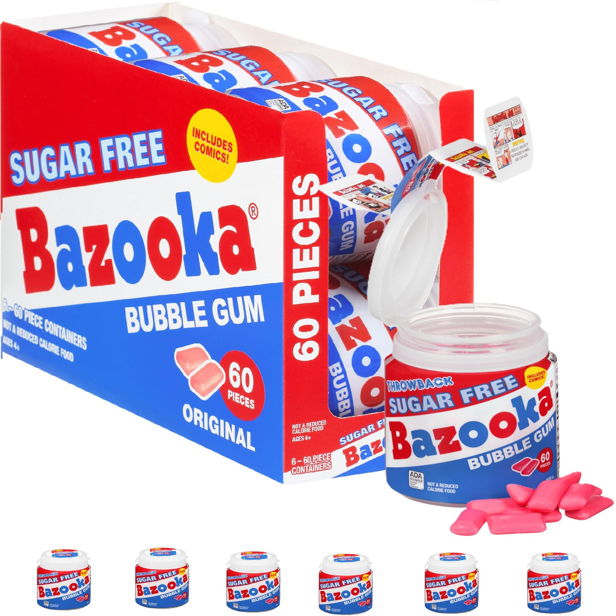 Bazooka Sugar-Free Easter Bubble Gum 60-piece to-go cup, pink flavor; great for Easter baskets.