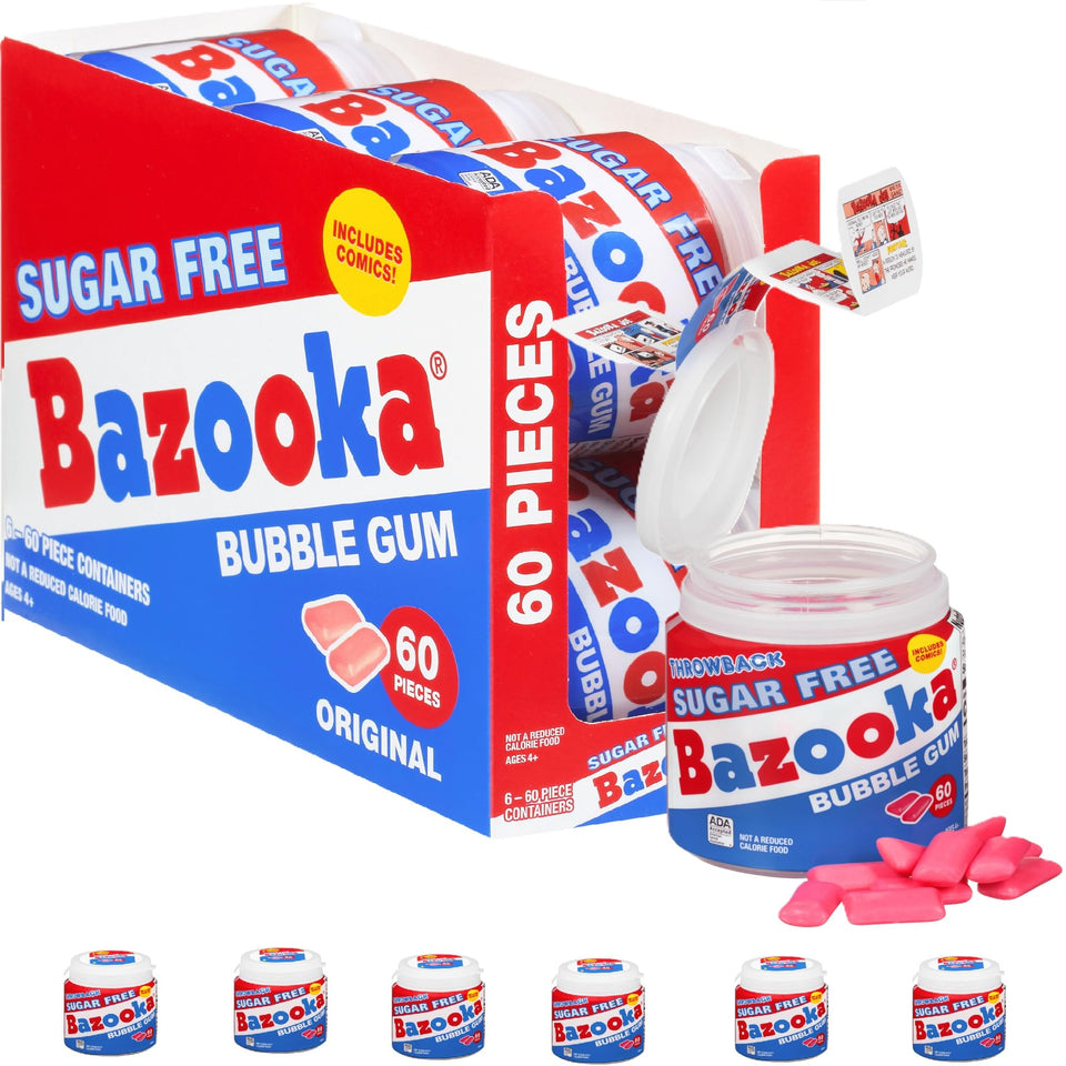 Bazooka Sugar-Free Easter Bubble Gum 60-piece to-go cup, pink flavor; great for Easter baskets.