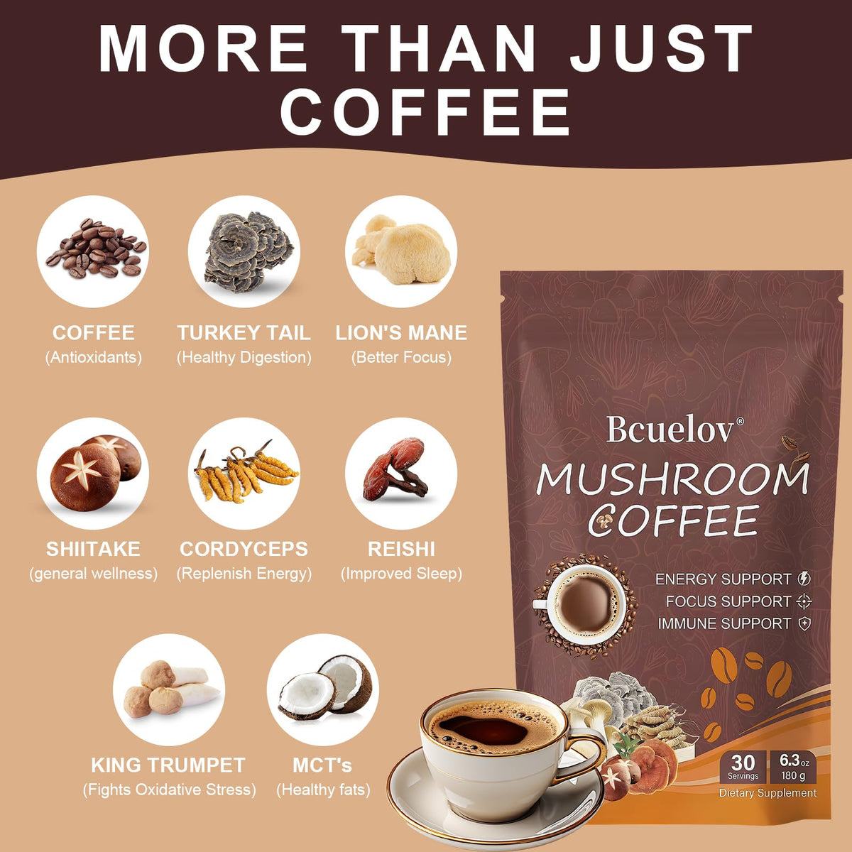 Bcuelov measuring spoon highlighting precise 6 g serving for consistent results.