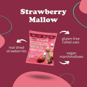 Strawberry-Mallow granola bite with a touch of sweetness.