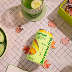 Be Amazing Greens vegan and gluten-free label with clean ingredient storytelling.
