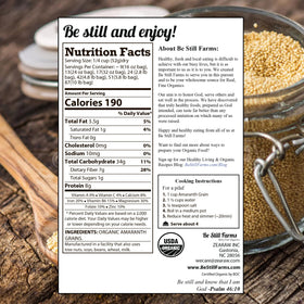 Be Still Farms Amaranth grain baking uses and flour substitute in recipes.