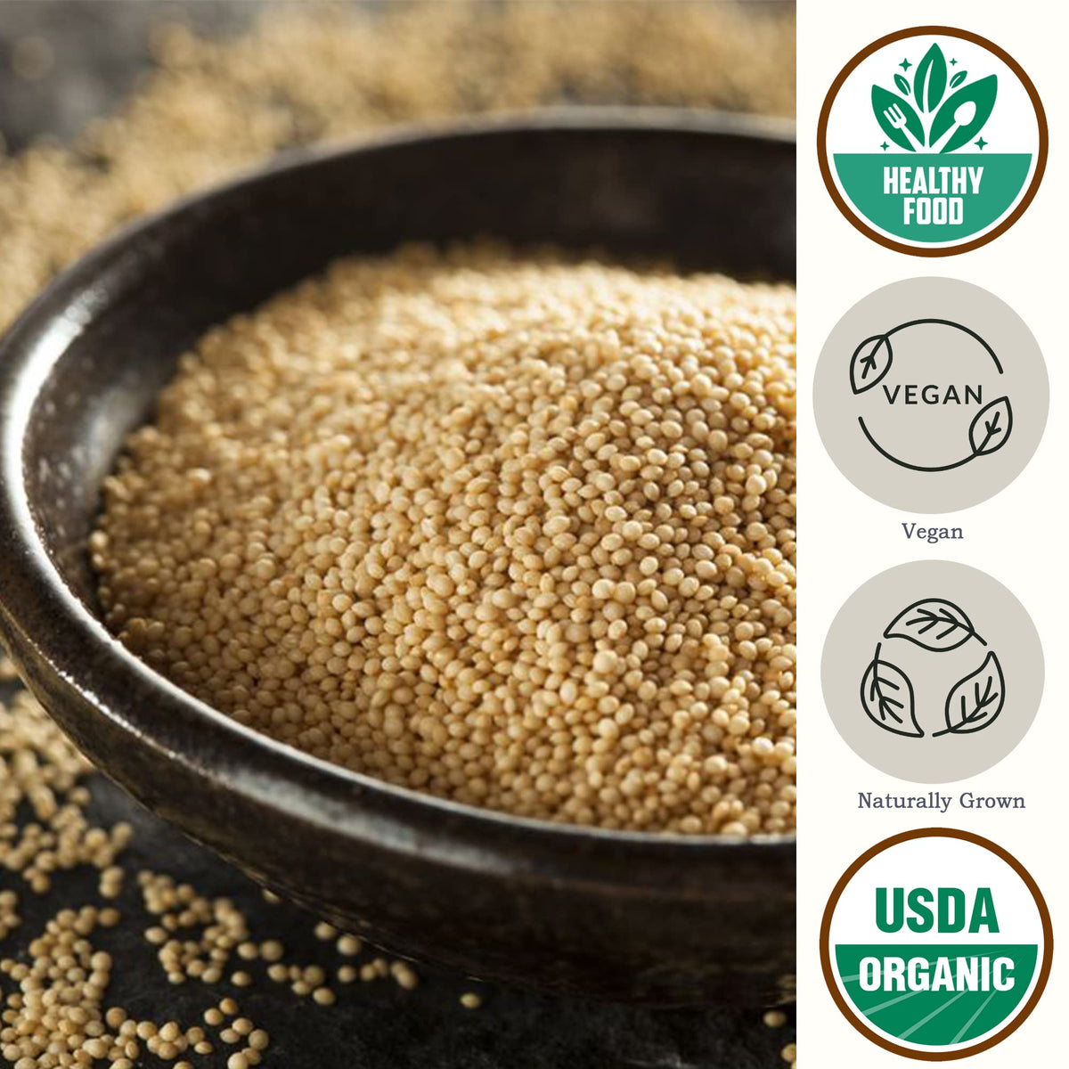 Be Still Farms Amaranth grain cooked fluffy bowl ready to enjoy as a nutritious side.