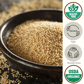 Be Still Farms Amaranth grain cooked fluffy bowl ready to enjoy as a nutritious side.