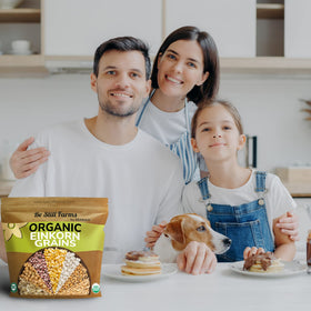 Be Still Farms Einkorn Farro packaging from USA, NC-grown.
