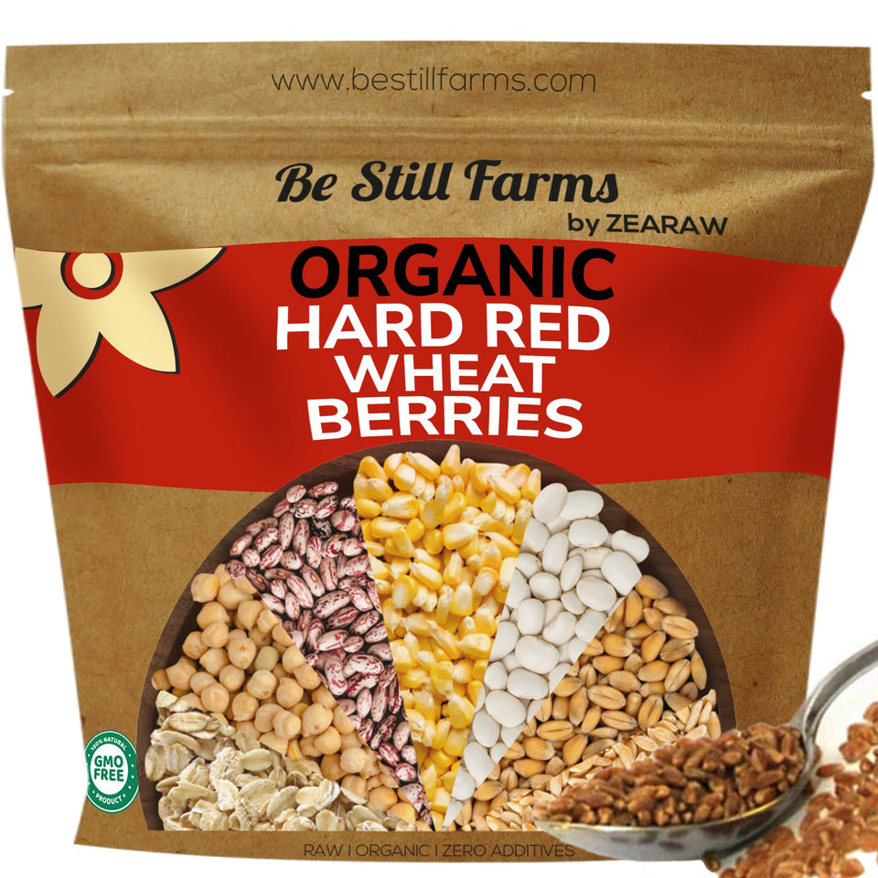 Be Still Farms hard red wheat berries 4-8lb pack, perfect for soups and homemade bread.
