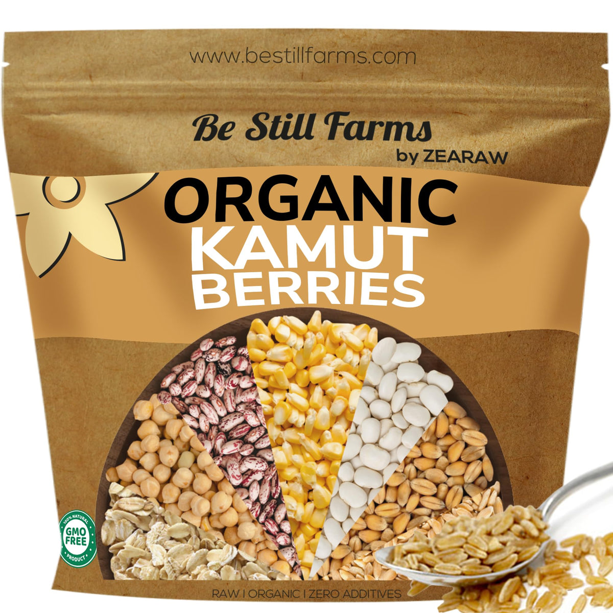 Be Still Farms Kamut Wheat Berries bulk pack, ideal for bulk cooking and pantry storage