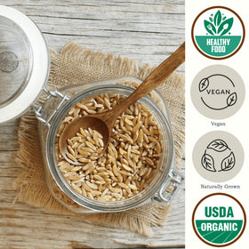 Be Still Farms Kamut Wheat Berries raw grains close-up, showcasing nutty, buttery texture