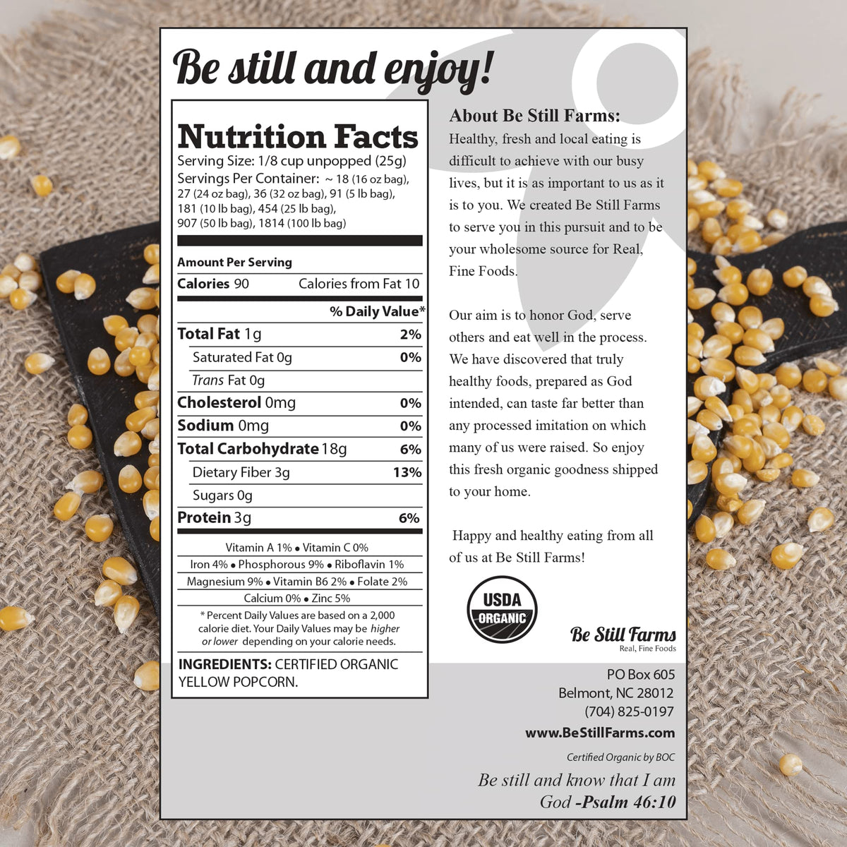 Be Still Farms microwave-ready kernels ideal for fast, convenient snacking