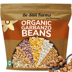 Be Still Farms Organic Chickpeas in a dry bag for pantry storage and meal prep