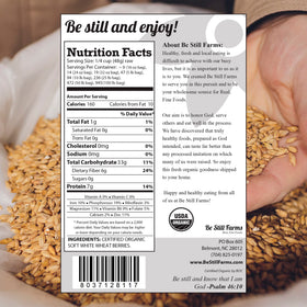 Be Still Farms organic soft white wheat berries cooked as a rice-style side dish.