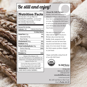 Be Still Farms wheat berries ready for soups and stews, adding texture and protein.
