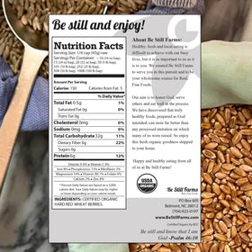 Be Still Farms wheat berries used in salads or pilafs, versatile grain for healthy meals.