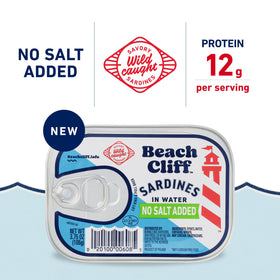 Beach Cliff sardines on a fresh salad bowl, protein for quick meals.
