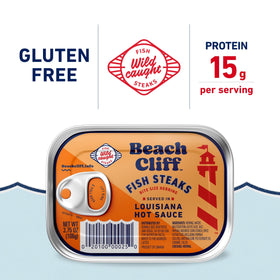 Beach Cliff wild caught fish steaks served with pasta, a versatile seafood pairing.