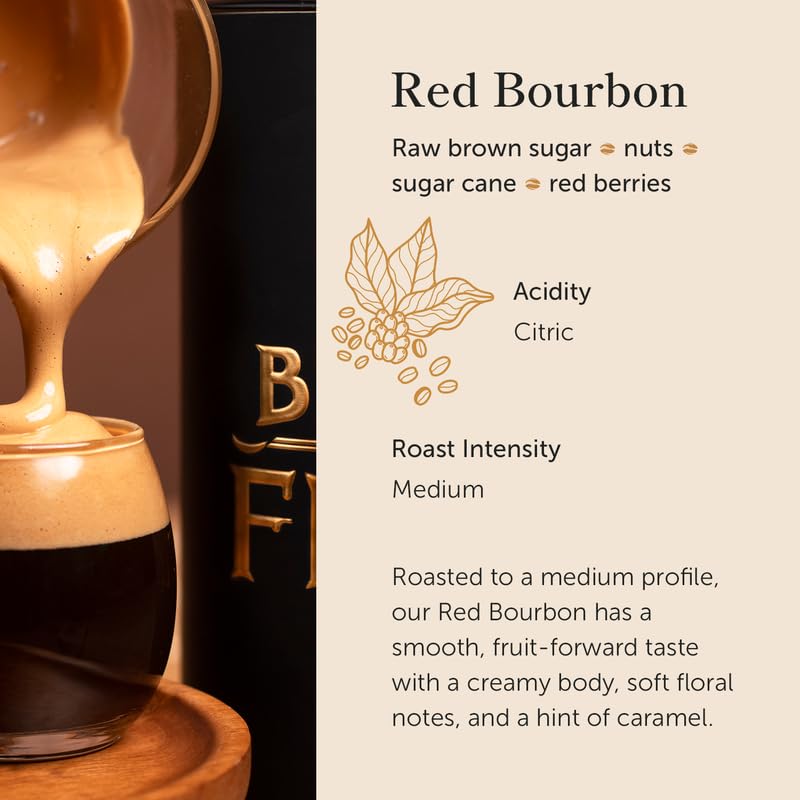Close-up of Red Bourbon beans hinting at fruity notes.
