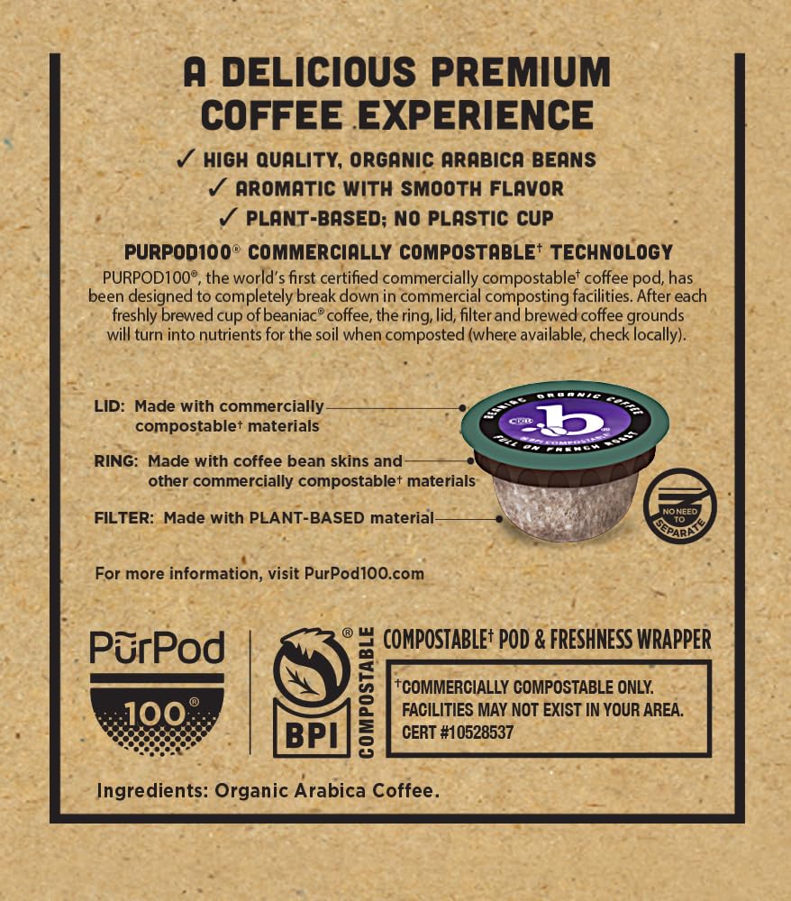 Beaniac compostable wrapper supports compostability while preserving freshness.