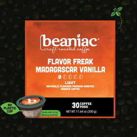 Beaniac Flavor Freak Madagascar Vanilla cup ready image showing smooth pour.