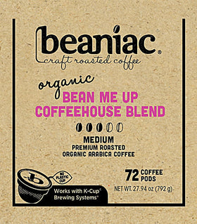 Beaniac Organic Arabica aroma coffee pods with premium scent.