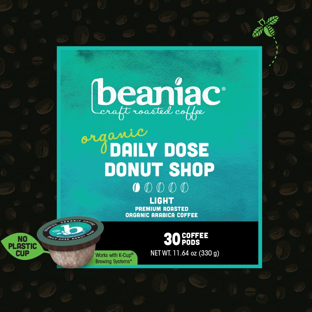 Beaniac Organic Daily Dose pod packaging signaling eco-conscious, compostable choice.