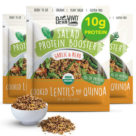 BeanVIVO 3-Pack Salad Protein Booster front view highlights organic lentils and quinoa for quick meals