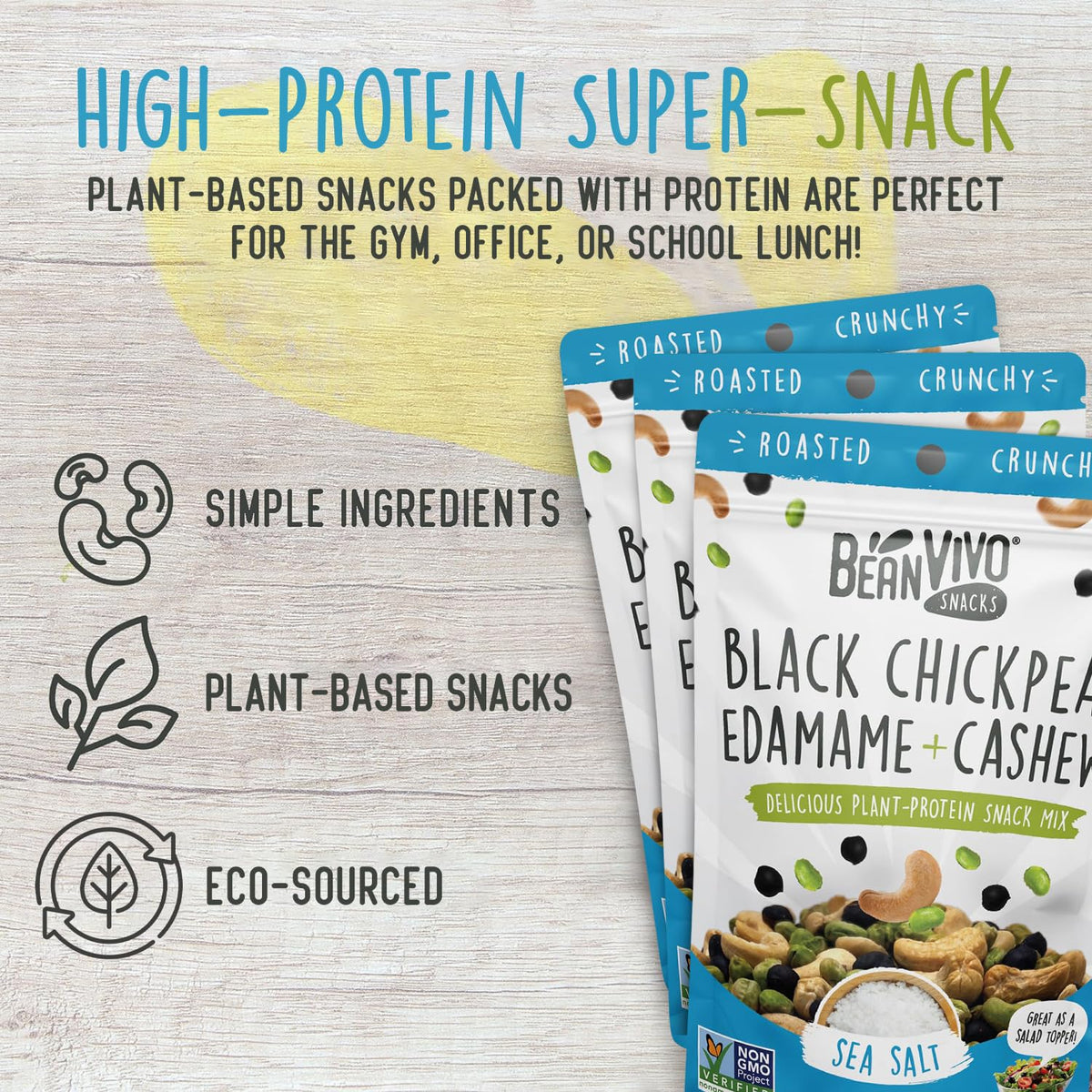 BeanVivo black chickpeas snack mix, gluten-free and non-GMO option