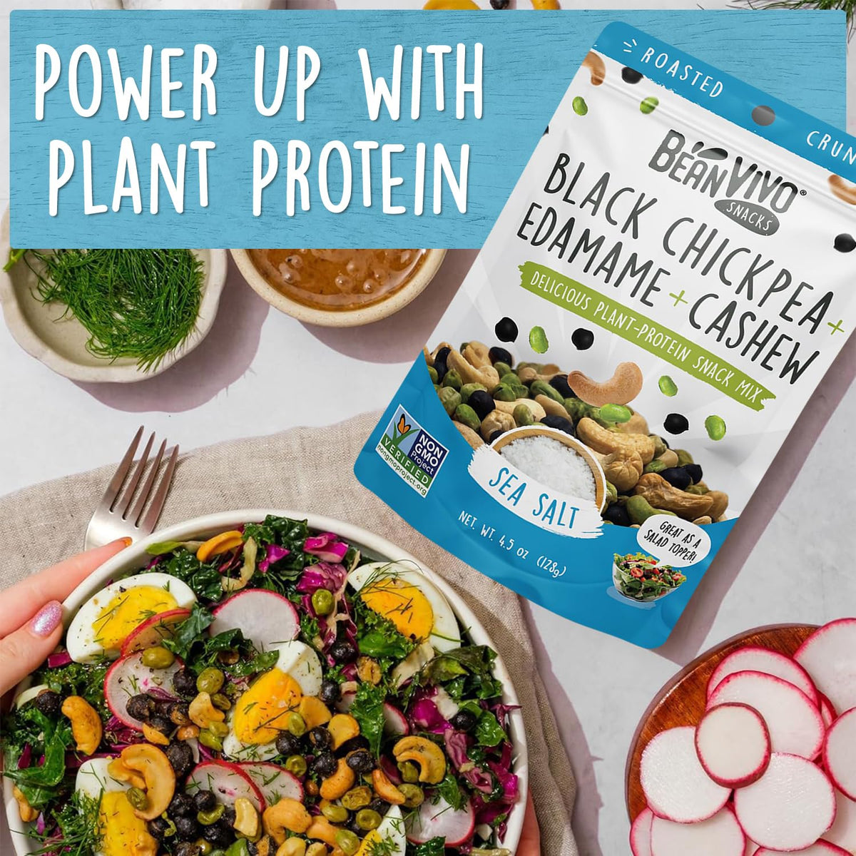 BeanVivo high protein and fiber snack, supports steady energy