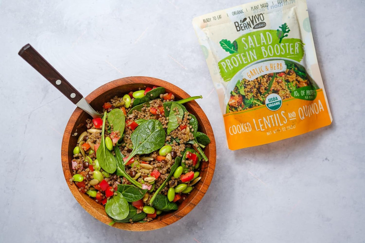 BeanVIVO organic ingredients lentils quinoa packaging communicates natural nutrition