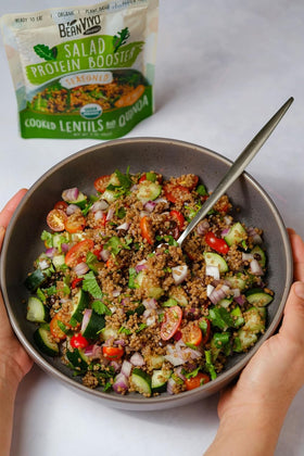BeanVIVO organic lentils quinoa ingredients provide a nutrient-rich, versatile salad addition.