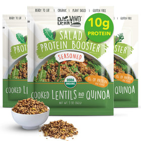 BeanVIVO salad protein booster 3-pack lentils and quinoa pouches for easy meal boosts.