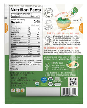 BeanVIVO fully cooked and seasoned pouch ideal for quick salad topping.