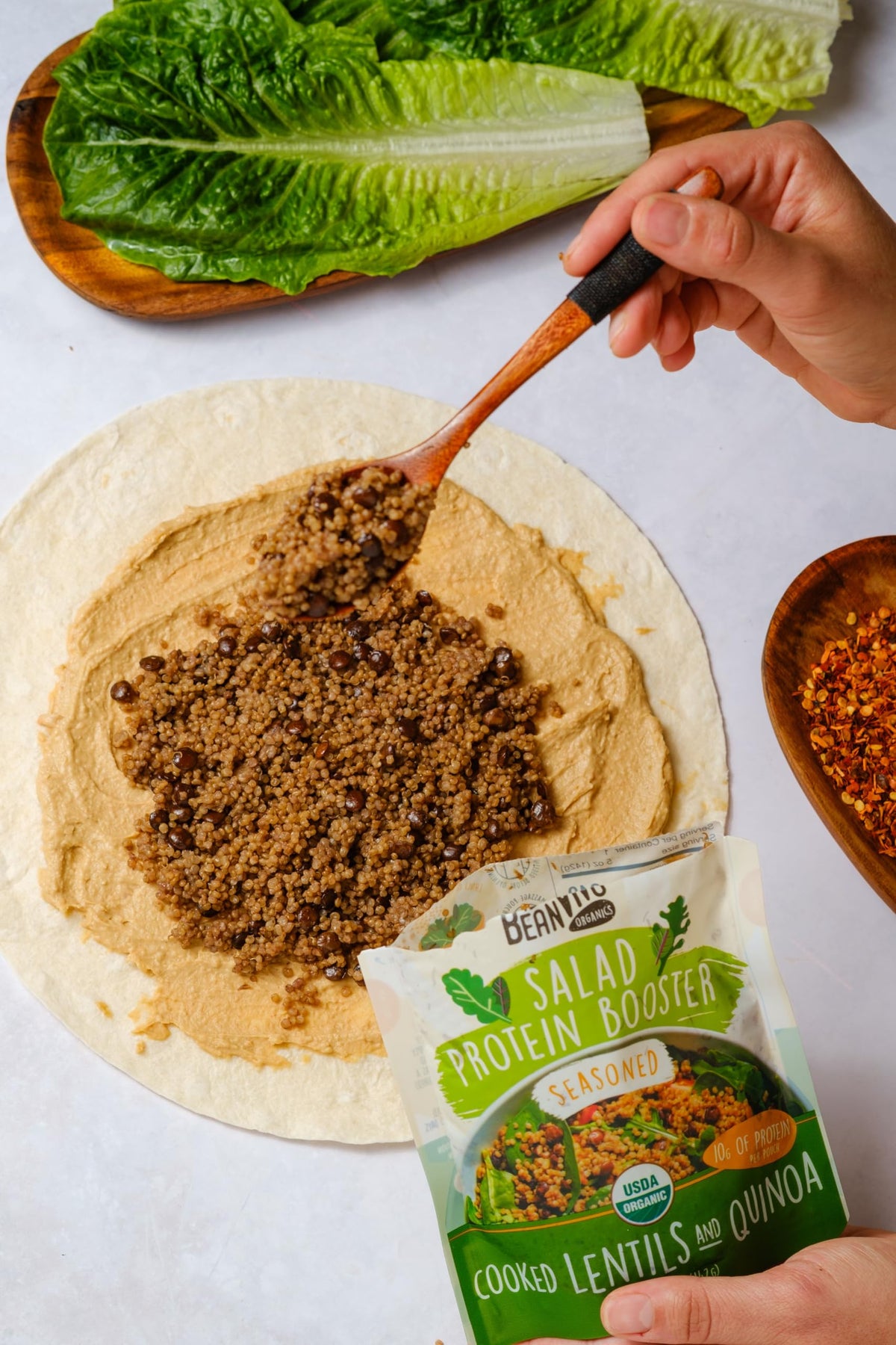 BeanVIVO closeup of lentils and quinoa ingredients showing texture.