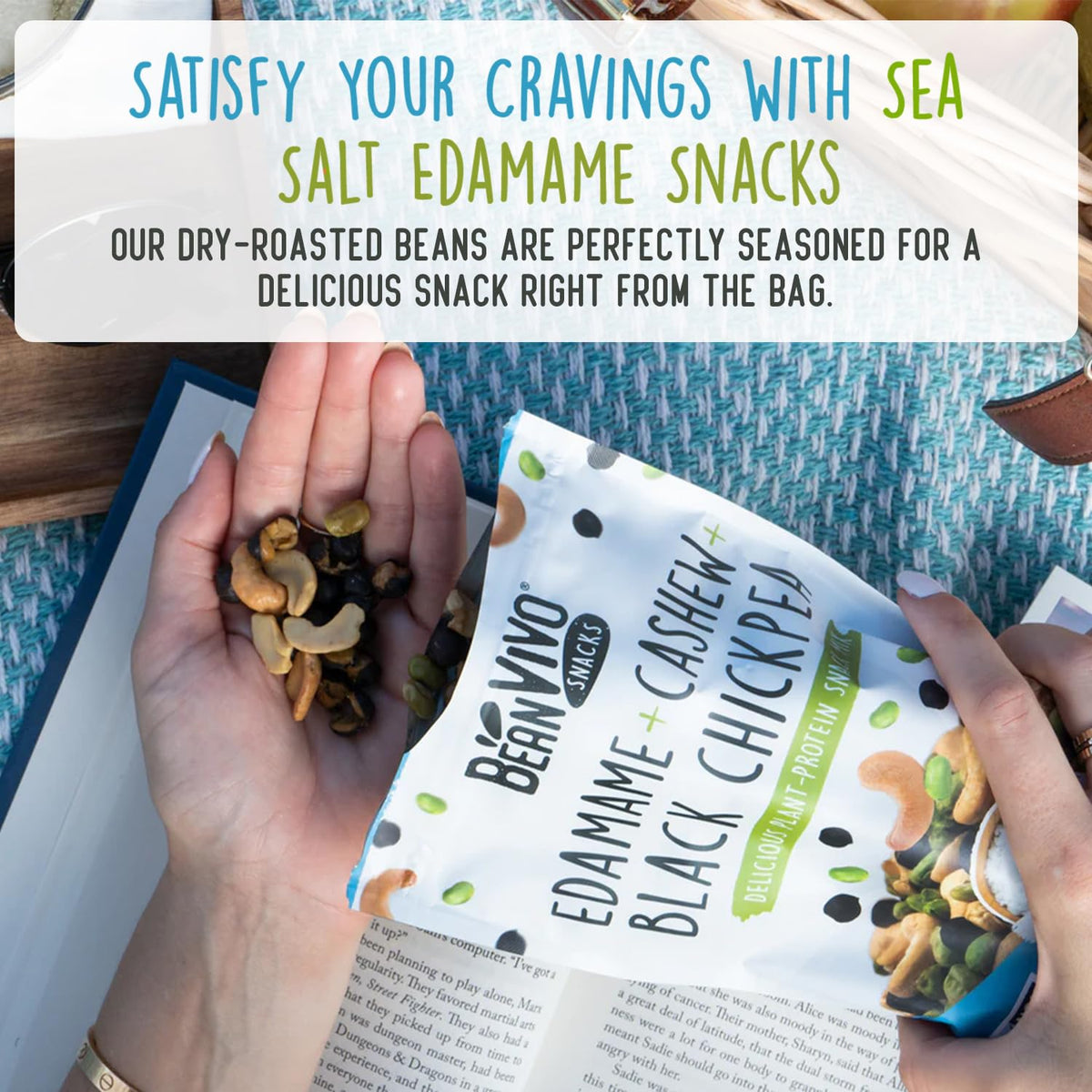 BeanVivo sea salt seasoning closeup, crunchy versatility for meals