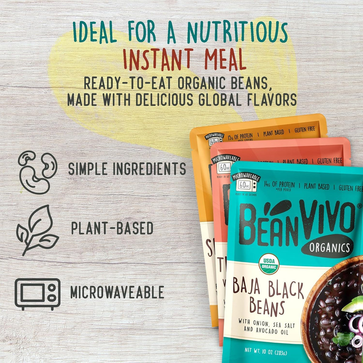 BeanVIVO Three Bean Vegan Chili close-up with hearty color and flavorful blend