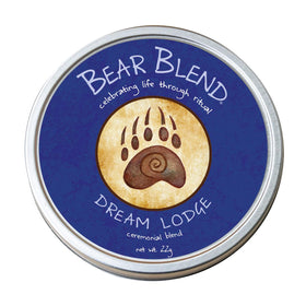 Bear Blend Dream Lodge bottle showcases the ceremonial herbal blend for daily calm rituals.