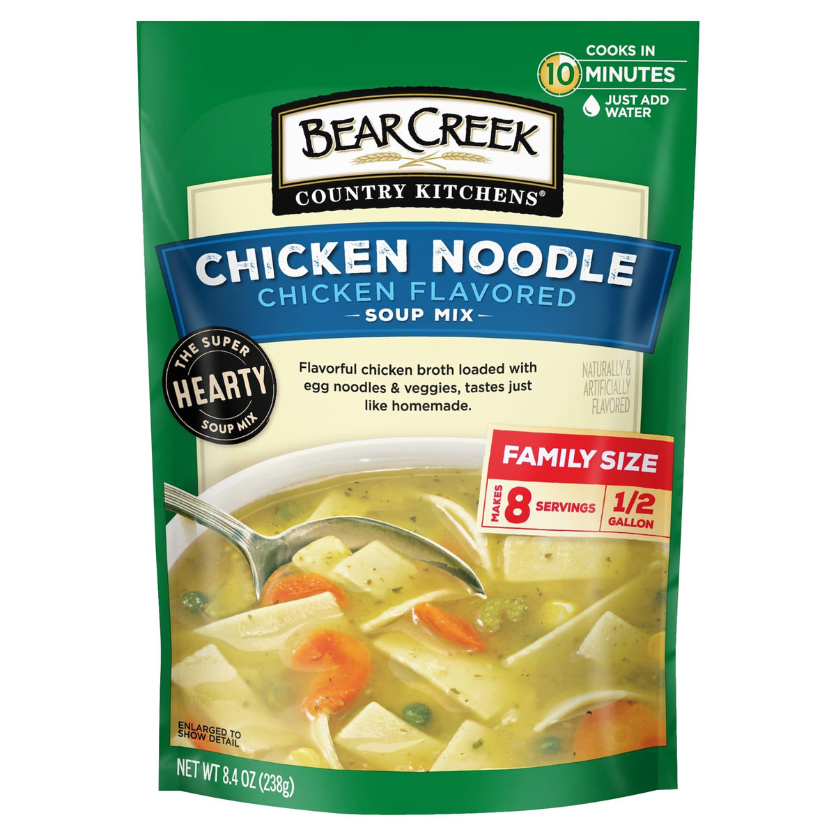 Bear Creek Chicken Noodle Soup Mix pack of 6 pouches ready for pantry storage and easy use
