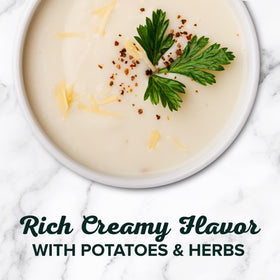Bear Creek Creamy Potato Soup Mix ingredients closeup suggests hearty flavor in minutes.